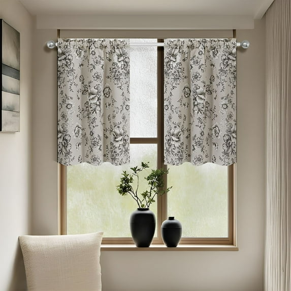 AUQ Blackout Curtains,Kitchen Curtains Set,Patterned Blackout Curtains,18"X55"