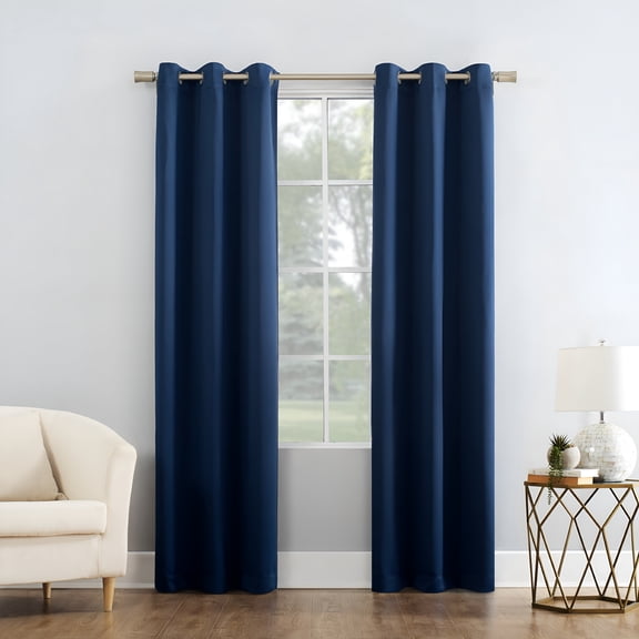 AUQ Blackout Grommet Single Curtain Panel,Curtains for Living Room Blackout 1 Panel,Blue,40"W X 63"L