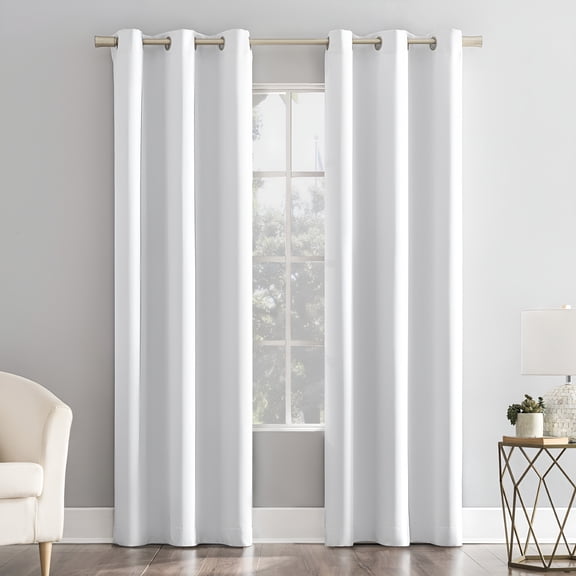 AUQ Blackout Grommet Single Curtain Panel White Black Out Curtains,1 Panel,White,40"W X 84"L