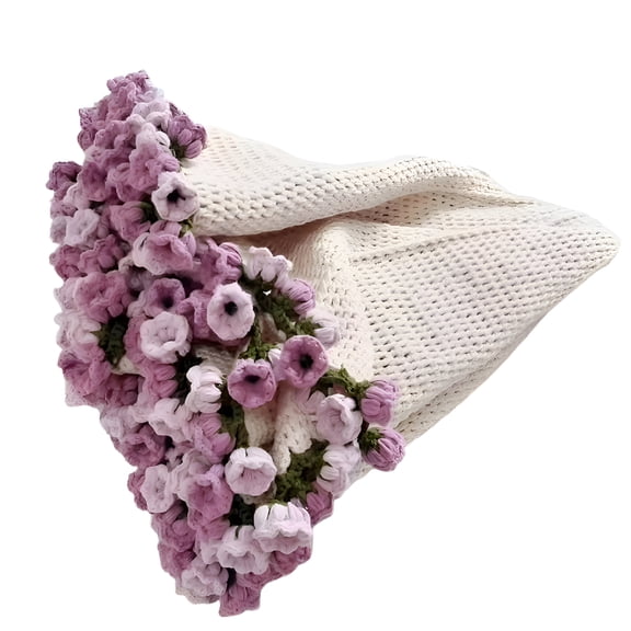 AUQ Bouquet Blanket Crochet, Crochet Rose Blanket, Crochet Flowers Rose Bouquet Blanket Handmade, Soft and Lightweight Romantic Rose Flower Bouquet Knitted Throw Blankets Pastel Tones