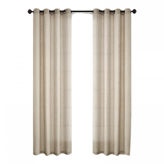 AUQ Burlap Linen Farmhouse Curtains 84 Inch Length 2 Panels for Living Room Textured Thick Light Filtering Privacy Window Curtain Drapes With Grommet for Bedroom 7Ft,52X84" Khaki
