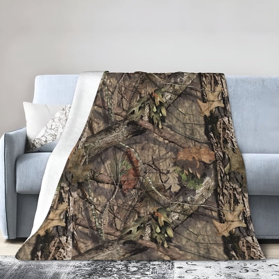 AUQ Camo Hunting Camouflage Forest Throw Blanket Super Soft Warm Bed Blankets for Couch Bedroom Sofa Office Car,All Season Cozy Flannel Plush Blanket for Girls Boys Adults,60"X50"