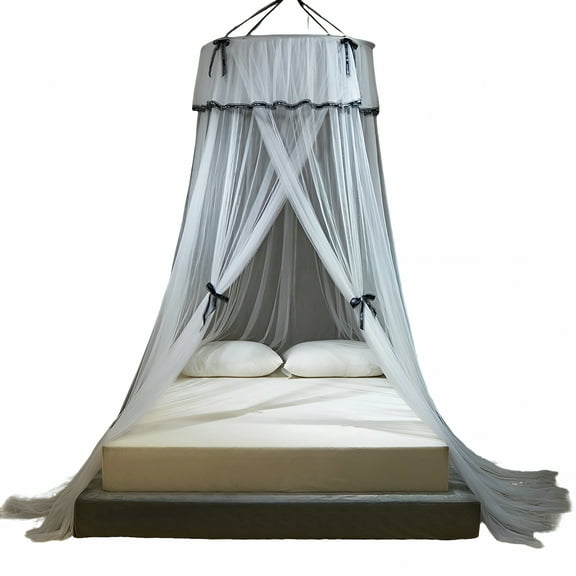 AUQ Canopy Bed Curtains, Canopy Netting for Bed, Mesh Sheer Bed Canopy for Girls and Women, Hook Up Curtains for Crib Twin Full Queen King Size Bed, White