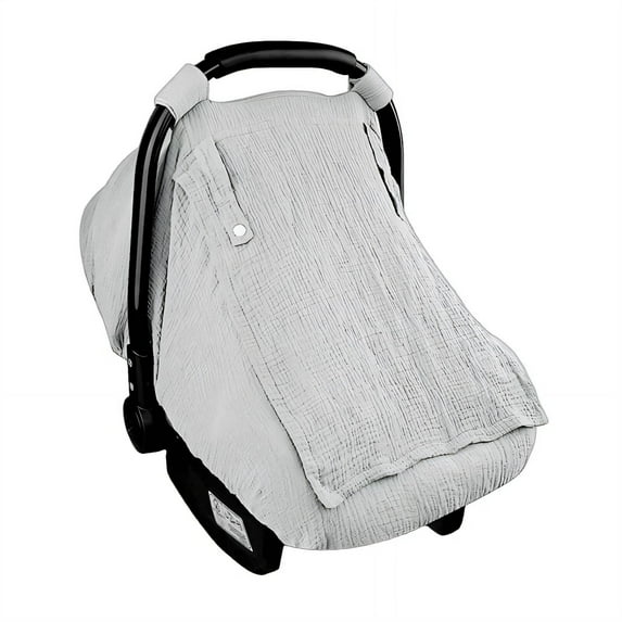 AUQ Car Seat Cover Baby,Soft and Breathable Muslin Gauze Carseat Covers Baby,Keep Out Strangers,Wind,Sun,Mosquitoes Baby Car Seat Cover,Gray