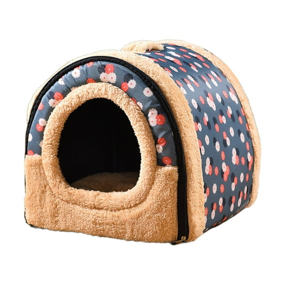 AUQ Cat Beds for Indoor Cats,Semi-Enclosed Design for Safety Comfort Cat Bed,Easy to Clean Secure with Windproof Features Pet Bed,S
