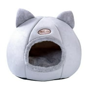 AUQ Cat House Bed, Winter Warm Nest Soft Foldable Sleeping Mat Pad Cozy Cat Cave Cute Pet Tent Beds for Cats Puppy Small Dogs