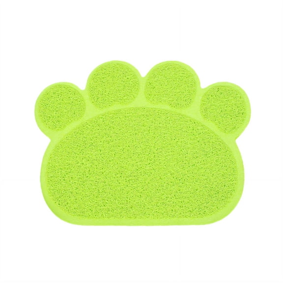 AUQ Cat Litter Mat Cat-Specific Cat Food Mat Prevents Litter Spread Cat Mat for Litter Box Comforting Feel Green Paw Prints