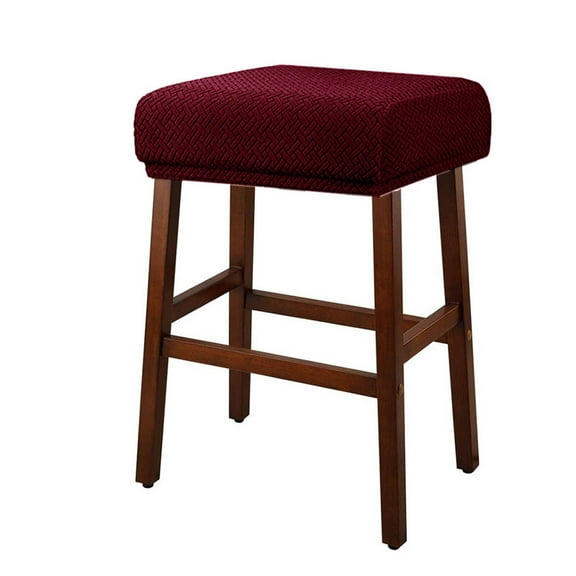 AUQ Chair Covers,Bar Stool Covers,Chic Bench Seat Protector,Elastic Rectangular Ottoman Cover,Enhanced Fabric Design for Furniture Care,Wine Red
