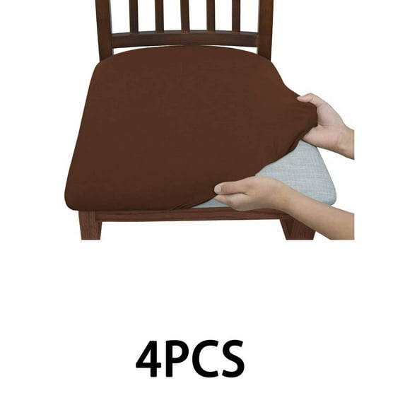 AUQ Chair Covers,Soft Chair Seat Covers,Furniture Covers With Premium Milk Silk Fabric for Dining Room,Dining Room Chairs Set of 4,Reddish brown,One Size
