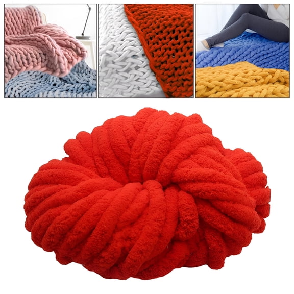 AUQ Chunky Chenille Yarn Jumbo Bulky Acrylic Fibers, Gauge 7 Thick Washable Yarn for Arm Knitting, Crochet Blankets, Hats, and Home Decor Crafts