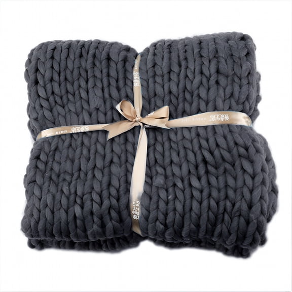 AUQ Chunky Knit Blanket Throw,Soft Acrylic Fibres Throw Blanket,Handmade Thick Cable Knit Crochet Blanket,Large Knit Blanket Chunky Yarn,Rope Knot Throw Blanket for Couch Home Decor
