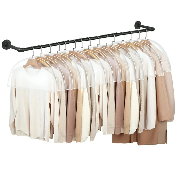 AUQ Clear Dust-Proof Shoulder Covers for Hanging Clothes, 15 Count