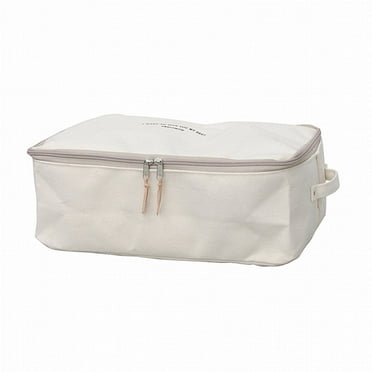 AUQ Closet Storage Bins,Large Design Zippered Storage Bags,Organize Large Items Quilt Bag,Beige,canvas