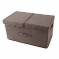 thumbnail image 1 of AUQ Clothes Storage,Double Lid Design Blanket Storage,Prevent Dust Storage and Organization,Beige,50*30*25,Cotton and Linen, 1 of 4