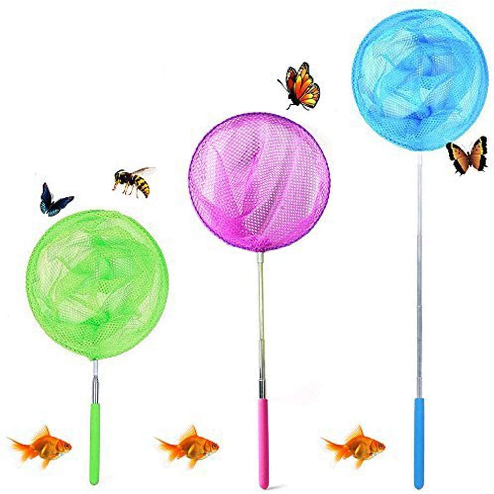 AUQ Colored Telescopic Butterfly Nets, Kids Fishing Net, Set Of 3