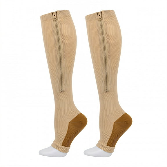 TELOLY Compression Socks,Zipper Design Compression Socks Men,Compression Stockings for Women,L/XL