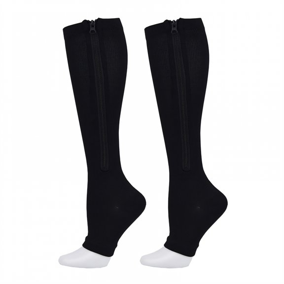 AUQ Compression Socks,Sports-Specific Support Compression Socks Men,Medical-Grade Pressure Zones Compression Stockings for Women,Black,L/XL
