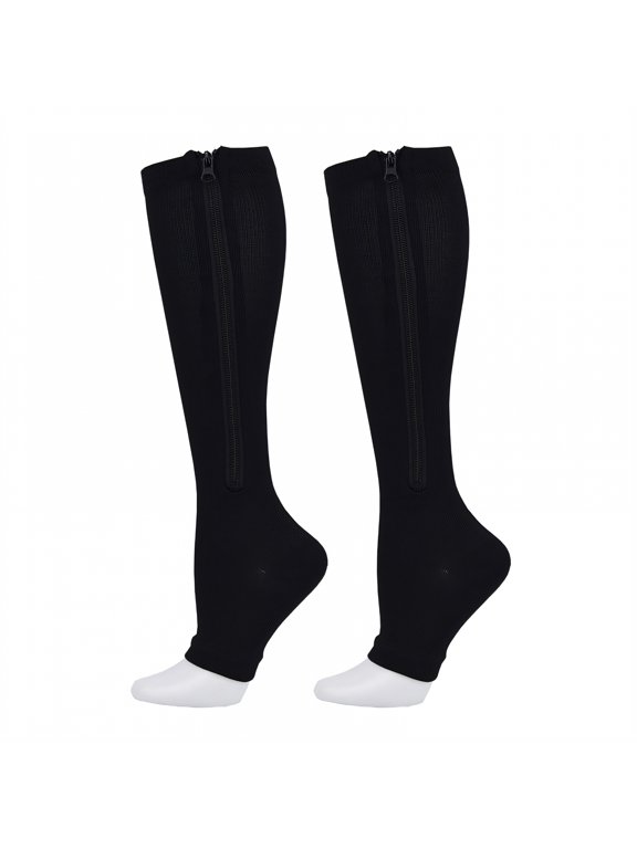 AUQ Compression Socks,Sports-Specific Support Compression Socks Men,Medical-Grade Pressure Zones Compression Stockings for Women,Black,L/XL