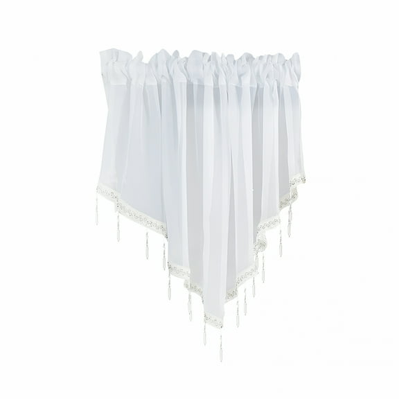 AUQ Contemporary White Solid Print Rod Pocket Sheer Valances Curtains,51*24In