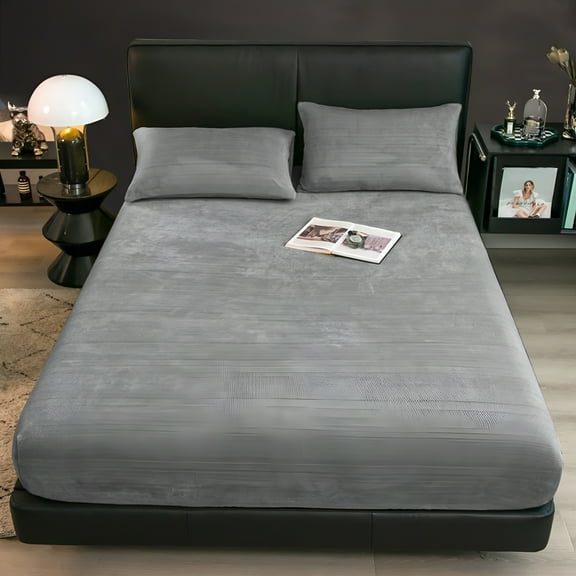 AUQ Cotton Flannel Sheets Queen Size - Double Brushed for Extra Softness&Comfort - Luxury Lightweight Sheets Set - Deep Pocket Fitted Sheet up