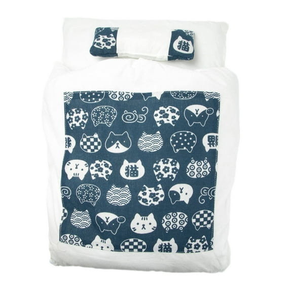 AUQ Covered Cat Bed,Luxurious Faux Fur for Ultimate Comfort Cat Sleeping Bag,High-Loft Polyester Filling for Maximum Support Cat Beds for Indoor Cats Clearance,S,Navy