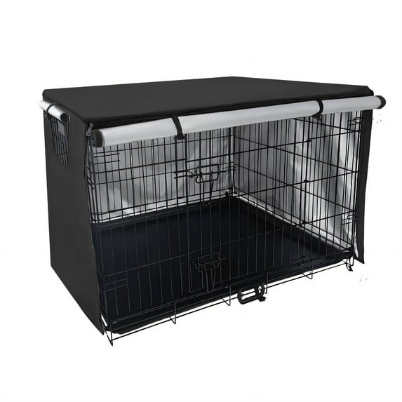 AUQ Crate Covers for Dog Cages,Plastic Spring Lock Protective Cover for Dog Cage,Breathable Window Protective Cover for Dog Cage,Black,63.5*48*50.8cm