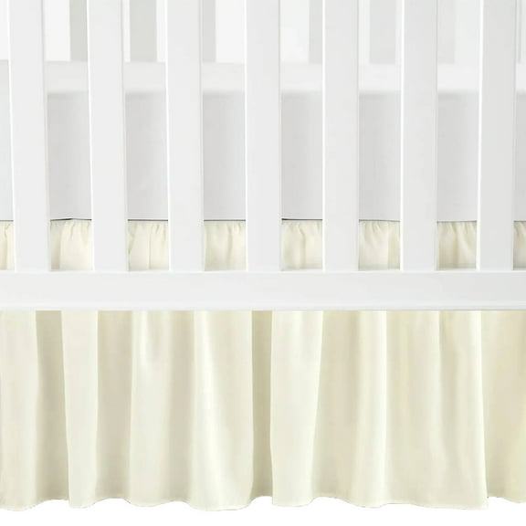 AUQ Crib Skirt Single Hue Design Bed Skirt Dust-Free Protection Dust Ruffle Milk White