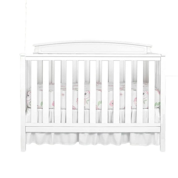 AUQ Crib Skirt Solid Color Design Bed Skirt Dust Protection Dust Ruffle White