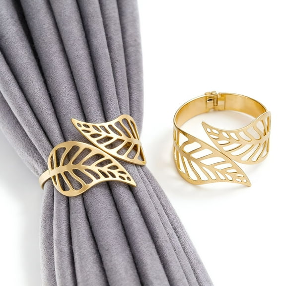 AUQ Curtain Holdbacks Hollow Leaves Design Curtain Clips Drape Holders Curtain Buckle Tiebacks for Bedroom Bathroom Kitchen Office and Outdoor Window Drapes Gold