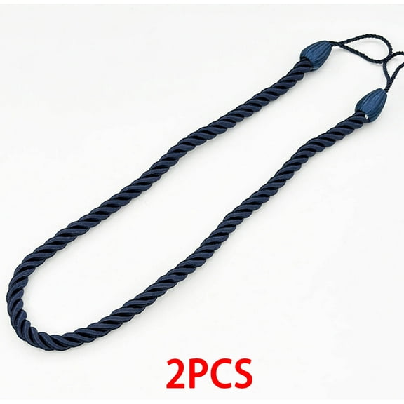 AUQ Curtain Tiebacks,Chic Decorative Curtain Holders for Wall,Adjustable Functional Tie Backs for Curtains,Premium Metal Curtain Rings,Navy