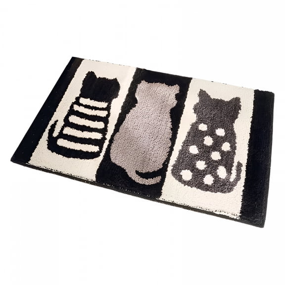 AUQ Cute Bath Rug with Non-Slip Strong Water Absorbent Plush Microfiber Small Cat Bathroom Rug for Bathroom Floor Bath Mat Fun Indoor Shower Mat Doormat 17.5 X 25.5In