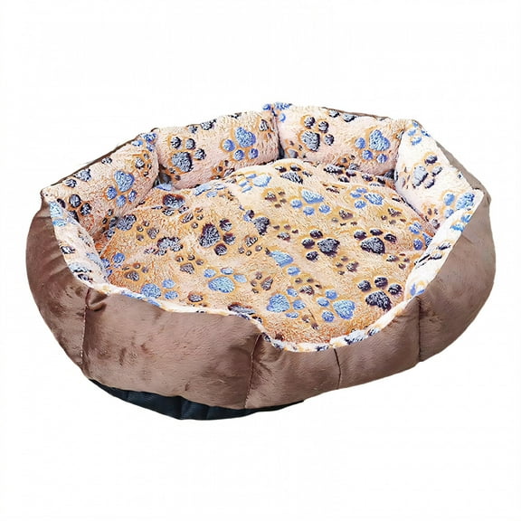 AUQ Dog Beds & Furniture,Lambswool Washable Dog Bed,Small Cat Bed,Coffee,14.57*12.60in