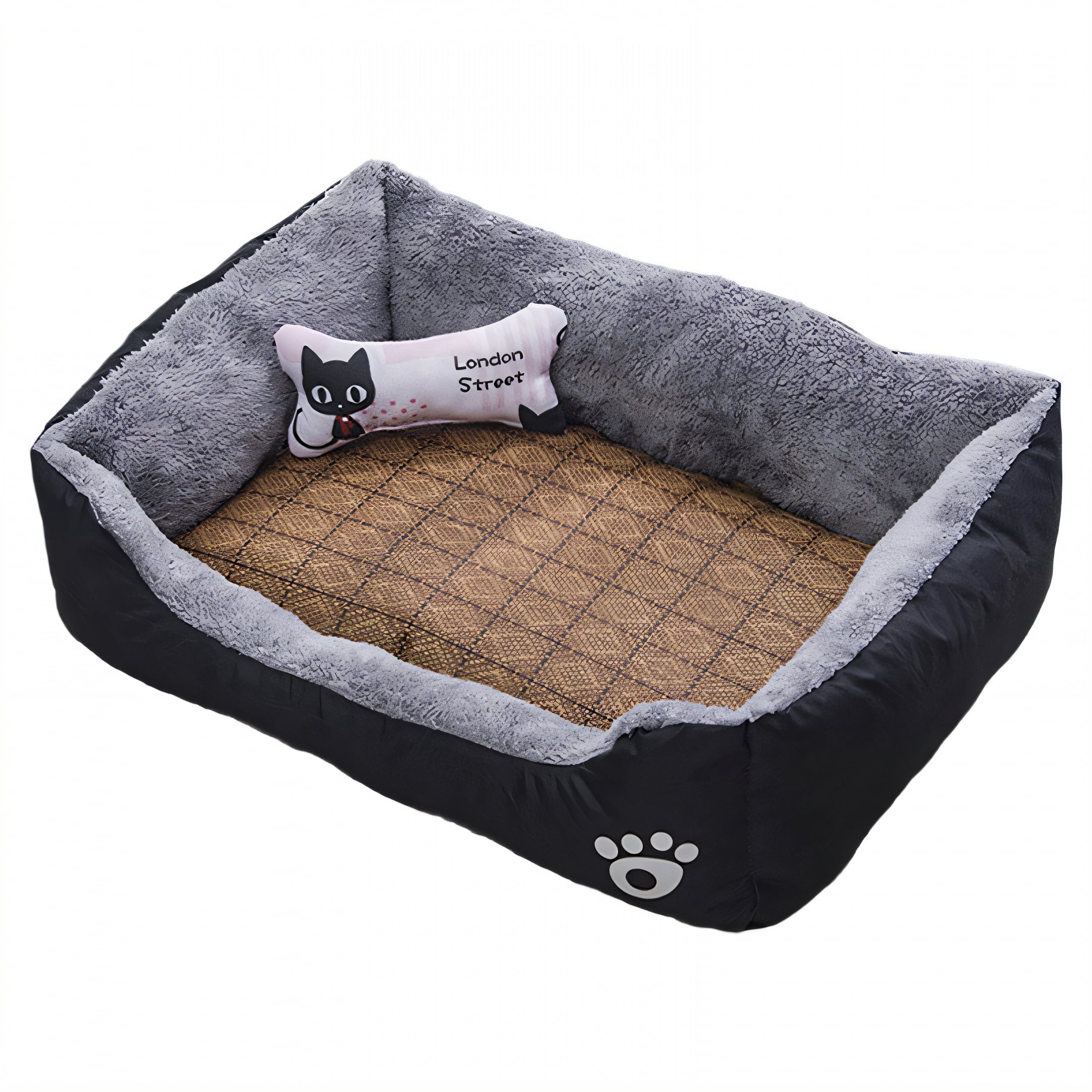 AUQ Dog Beds & Furniture,Short Plush Fabric Dog Beds,Camping Dog Bed,Black2,31.50*23.62in
