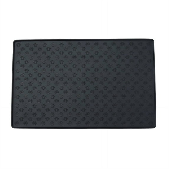 AUQ Dog Food Mat Anti-Slide Surface Dog Mat for Food and Water Machine Washable Dog Water Mat Spill-Proof Black 240g