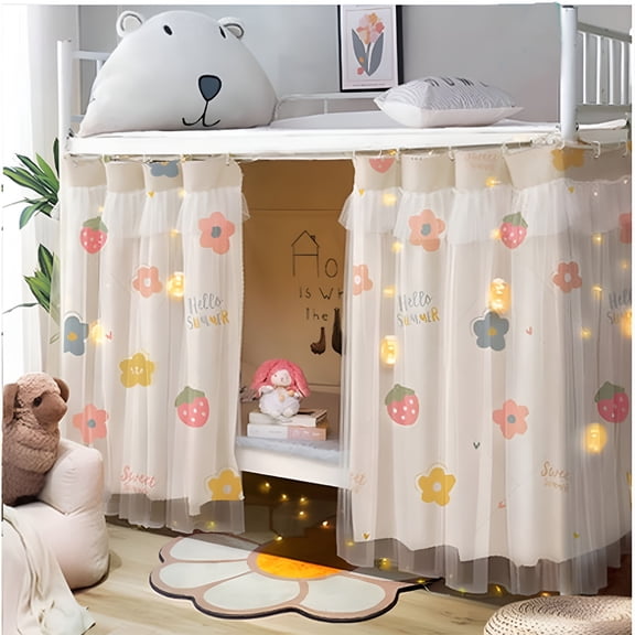 AUQ Dormitory Cabin Bunk Bed Curtain,Sleep Privacy Protection Cloth Underbed Curtains for Bottom Girls