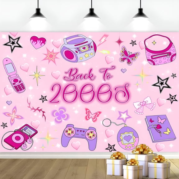 AUQ Early 2000S Backdrop for Pink Heart Party Photo Backdrop Glitter Heart Sweet 16 18Th 21St 30Th Women Theme Happy Birthday Photography Background Decor Studio Props