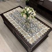 AUQ European Embroidered Tablecloth Western Tea Table Runner Coffee Table Flag Rectangle Lace Dust Cover 50*100cm