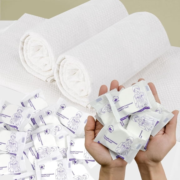 AUQ Extra Large 23 X 12 Inch Disposable Compressed Towel, 16 Pack Expandable Bulk Travel Towels for Camping, Hiking, Gym, Face & Body, Lightweight Portable Reusable