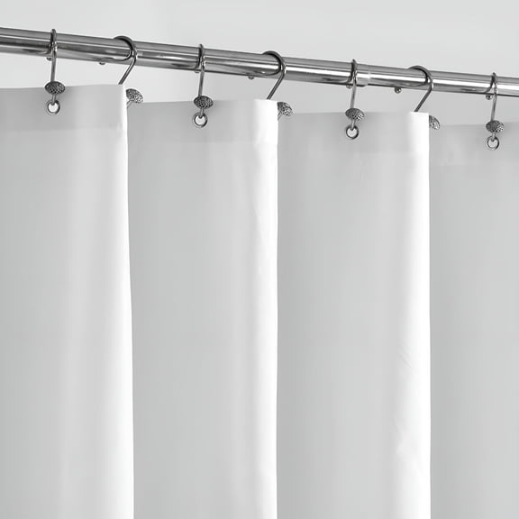 AUQ Extra Long Fabric Shower Curtain Liner Waterproof - 72" x 90",Soft&Lightweight XL Shower Curtain with Magnets,Machine Washable - 72x90,White