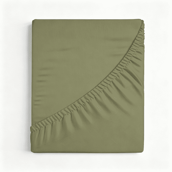 AUQ Extra Soft Bamboo Rayon Queen Size Fitted Sheet, Deep Pocket 15", Moisture Wicking, Cooling, Breathable,Green ( 1 Piece) Bamboo Cooling Sheets Queen