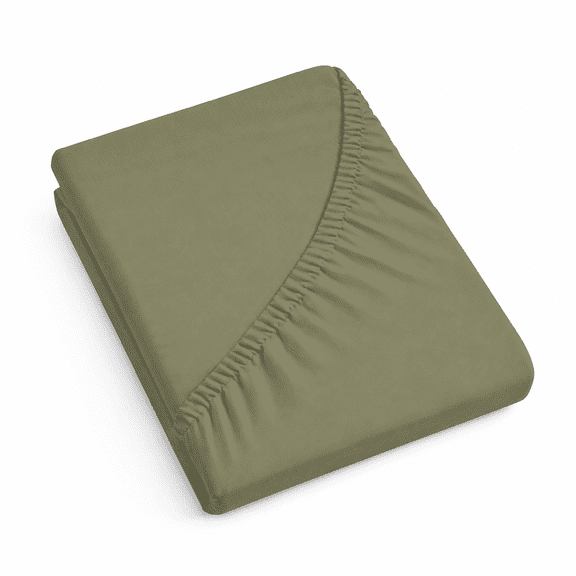 AUQ Extra Soft Bamboo Rayon Queen Size Fitted Sheet, Deep Pocket 15", Moisture Wicking, Cooling, Breathable,Green ( 1 Piece) Bamboo Cooling Sheets Queen