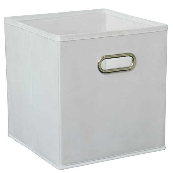 AUQ Fabric Storage Bins,9.8"*9.8"*9.8" Cube Storage Organizer Bins,Cube Storage Bins,White