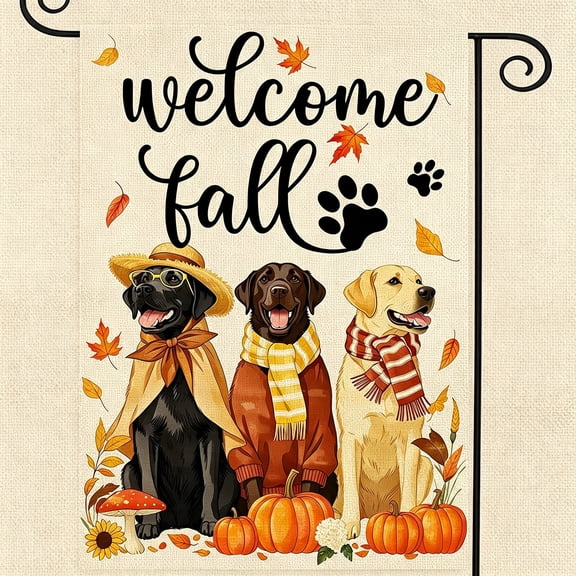 AUQ Fall Decorations Garden Flag 12X18 Inch for Outside Double Sided Weather " Fade Resistant Welcome Fall Dog Yard Flags Thanksgiving Outdoor Home Fall Decor