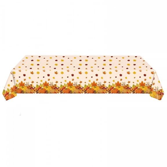 AUQ Fall Tablecloth Maple Leaf Plastic Table Cover Autumn Leaves Disposable Party Tablecloths Thanksgiving Rectangle Table Covers for Harvest Holiday Party Farmhouse Kitchen Decor,54" X 108"