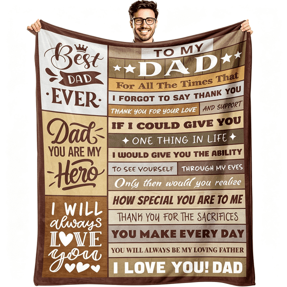 AUQ Fathers Day Blanket Gifts for Dads - Gifts for Dads from Daughter Son - Dad Birthday Gift - Christmas Valentines Day Present for Dad - Best Father Ever Gift - to My DadS Blanket 50" X 60"
