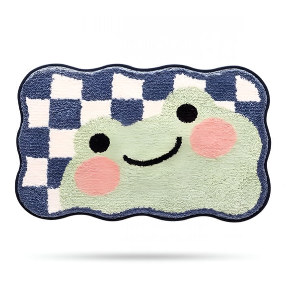 AUQ Frog Bathroom Rug Mat,Extra Soft Absorbent Bath Rug,Non-Slip Comfortable Bath Mat,Animal Carpet for Tub,Shower,Bath Room,Machine Wash Dry,16"X24"