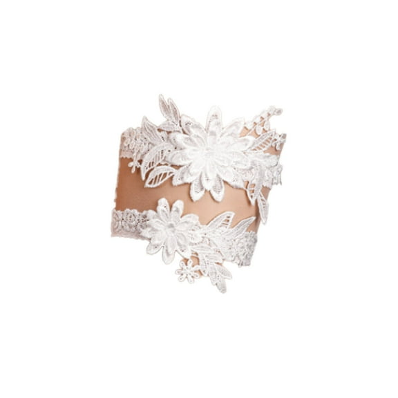 AUQ Garters for Bride,High Elasticity, Comfortable Fit Wedding Garter for Bride,Versatile for Multiple Occasions 3D Flower Design Garter,White