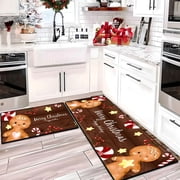 AUQ Gingerbread Man Kitchen Mat Decorative Floor Mat Absorbent Quick Drying Non-slip Foot Mat Decorative Xmas