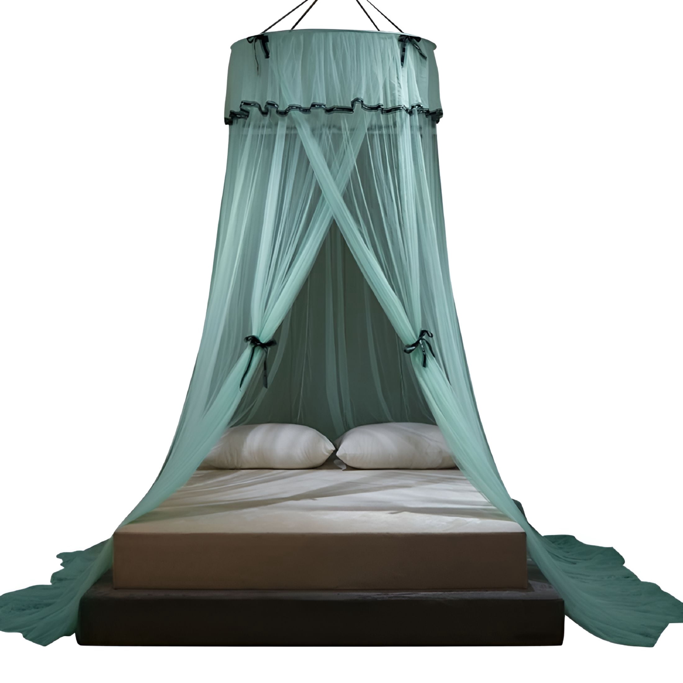 AUQ Girl Bed Canopy Lace Mosquito Net for Girls Bed,Princess Play Tent Reading Nook Round Lace Dome Curtains Baby Kids Games House,Fit Crib Full Queen Extra Large Bed