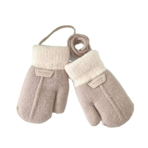 AUQ Gloves Soft Knit Winter Gloves,Lively&Cute Thoughtful Protection Kids Gloves,Khaki